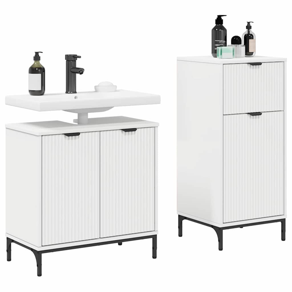 vidaXL Badkamermeubelset 2 pcs Wit 39.5 x 36 x 88 cm Bewerkt hout