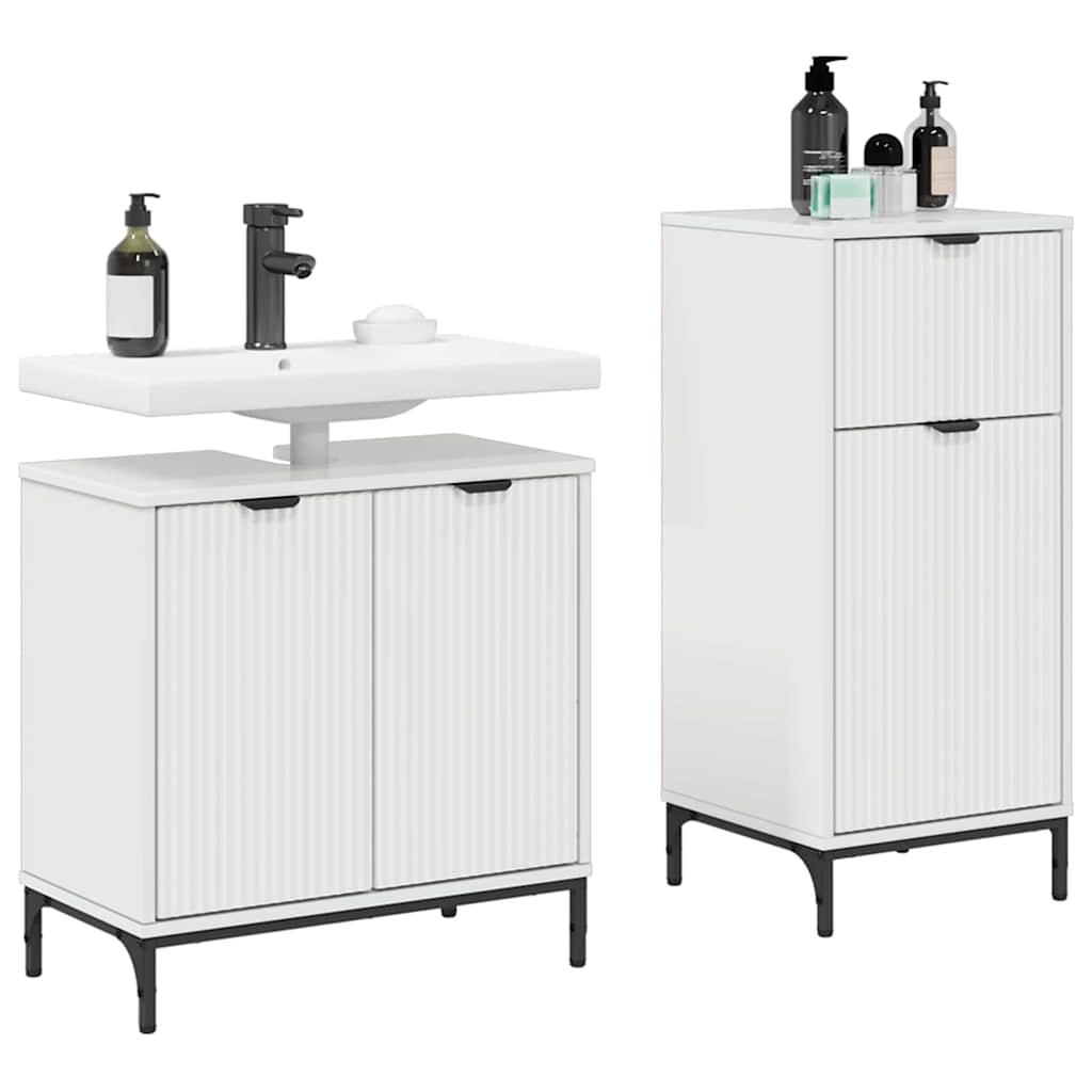 vidaXL Badkamermeubelset Geruit 2 pcs Hoogglans wit 39.5 x 36 x 88 cm