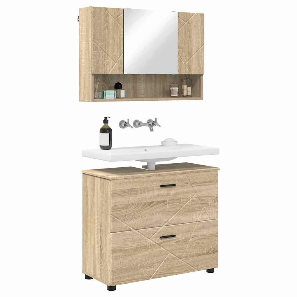 vidaXL Badkamermeubelset met lade 2 pcs Sonoma eiken 76,5 x 35 x 64 cm