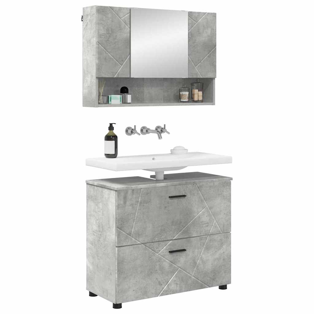 vidaXL Badkamermeubelset met lade 2 pcs Betongrijs 76,5 x 35 x 64 cm