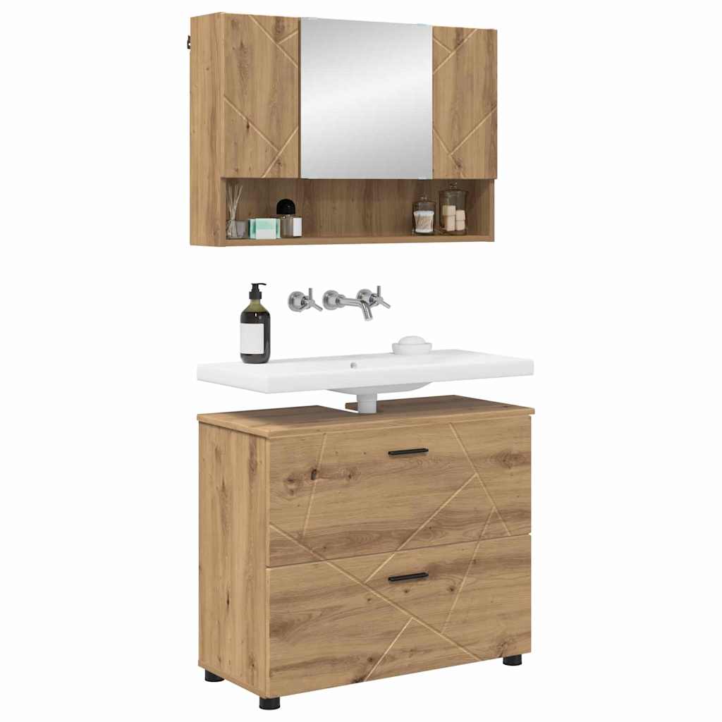 vidaXL Badkamermeubelset met lade 2 pcs artisanaal eikenkleurig