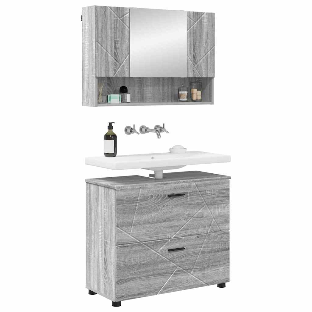 vidaXL Badkamermeubelset met lade 2 pcs Grijs sonoma 76,5 x 35 x 64 cm