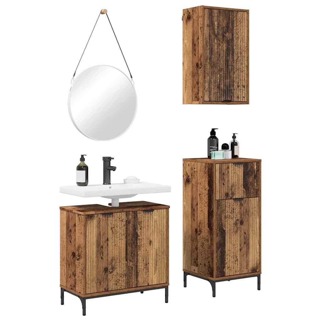 vidaXL Badkamermeubelset 3 pcs Oud hout 39.5 x 36 x 88 cm Bewerkt hout