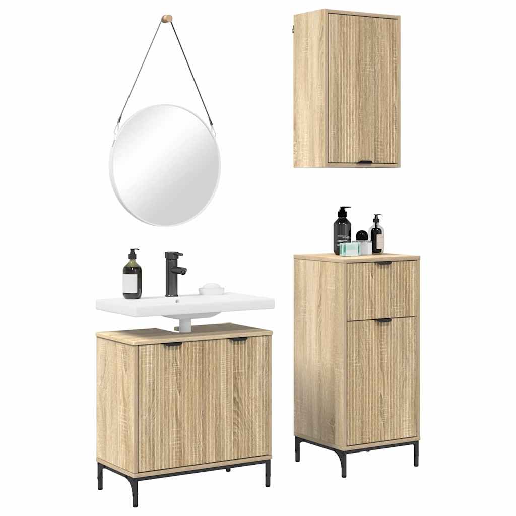 vidaXL Badkamermeubelset met lade 3 pcs Sonoma eiken 39.5 x 36 x 88 cm
