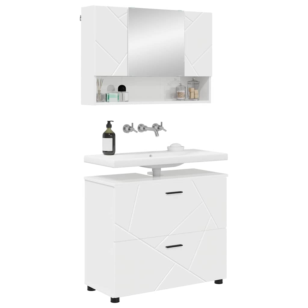 vidaXL Badkamermeubelset 2 pcs Hoogglans wit 76,5 x 35 x 64 cm