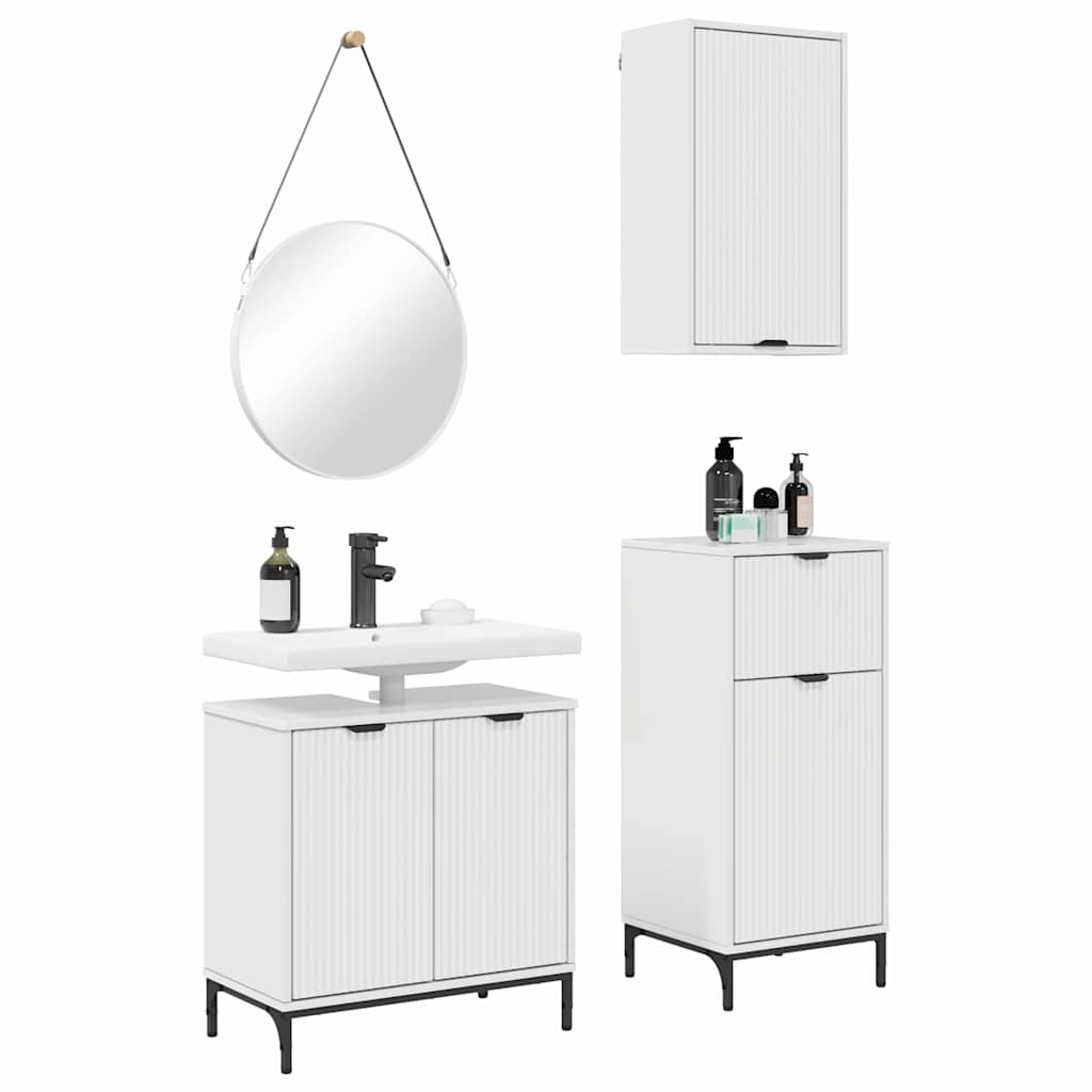 vidaXL Badkamermeubelset Geruit 3 pcs Hoogglans wit 39.5 x 36 x 88 cm