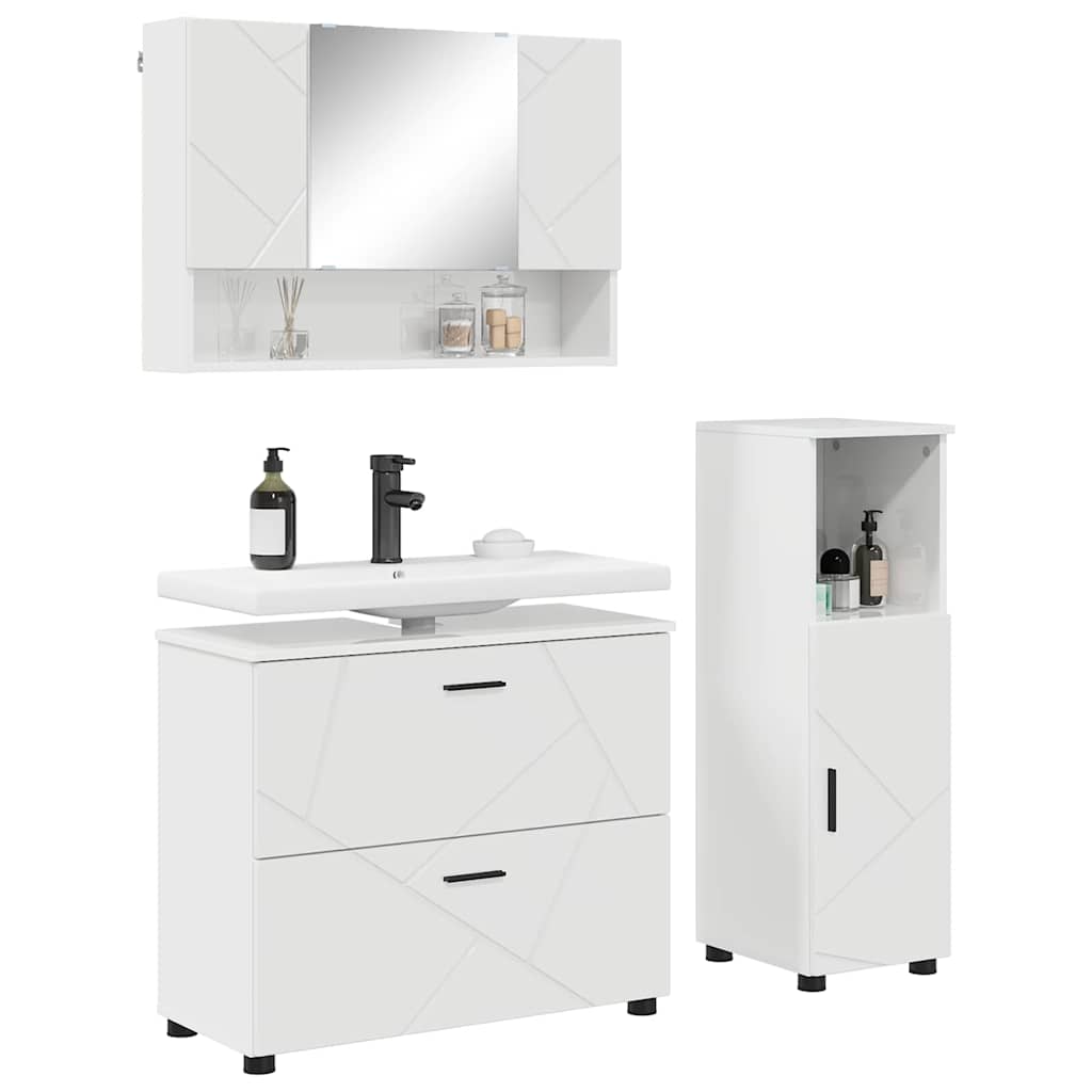 vidaXL Badkamermeubelset 3 pcs Hoogglans wit 76,5 x 35 x 64 cm