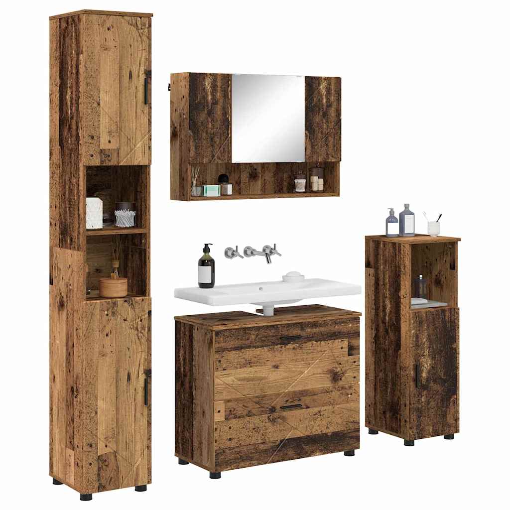 vidaXL Badkamermeubelset 4 pcs Oud hout 30 x 35 x 192 cm Bewerkt hout