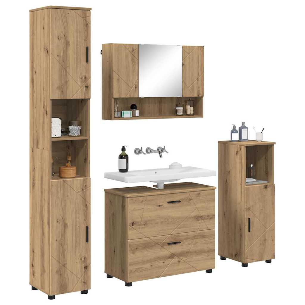 vidaXL Badkamermeubelset met lade 4 pcs artisanaal eikenkleurig