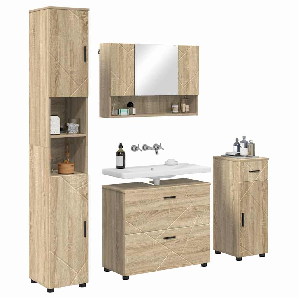 vidaXL Badkamermeubelset met lade 4 pcs Sonoma eiken 30 x 35 x 192 cm
