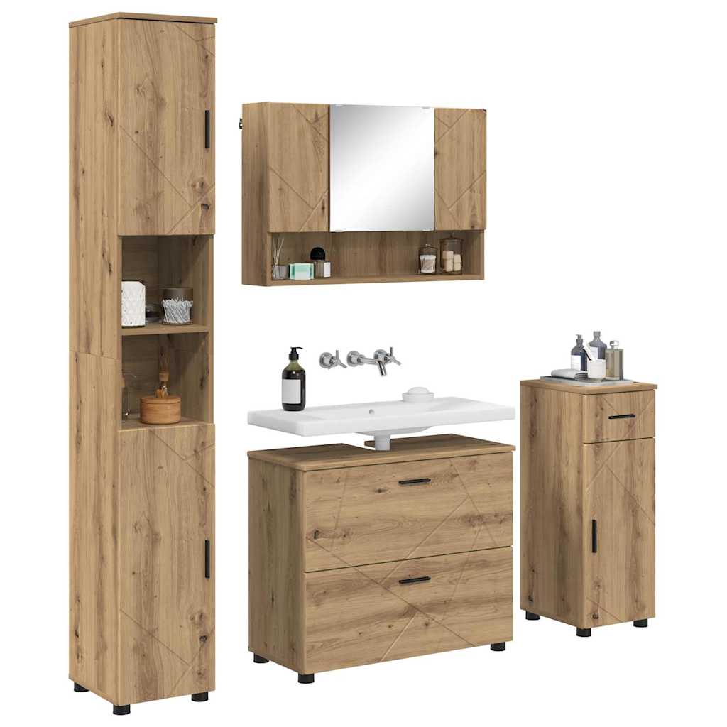 vidaXL Badkamermeubelset met lade 4 pcs artisanaal eikenkleurig