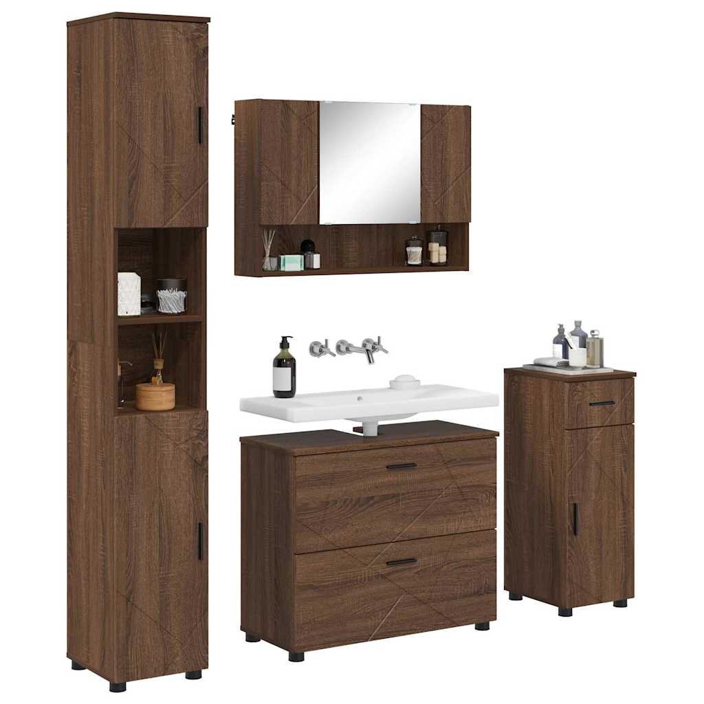 vidaXL Badkamermeubelset 4 pcs bruin eikenkleur 30 x 35 x 192 cm