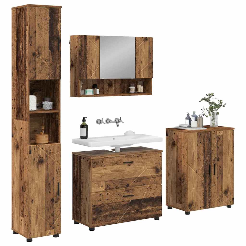 vidaXL Badkamermeubelset 4 pcs Oud hout 30 x 35 x 192 cm Bewerkt hout