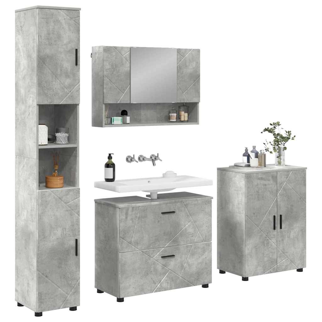 vidaXL Badkamermeubelset met lade 4 pcs Betongrijs 30 x 35 x 192 cm