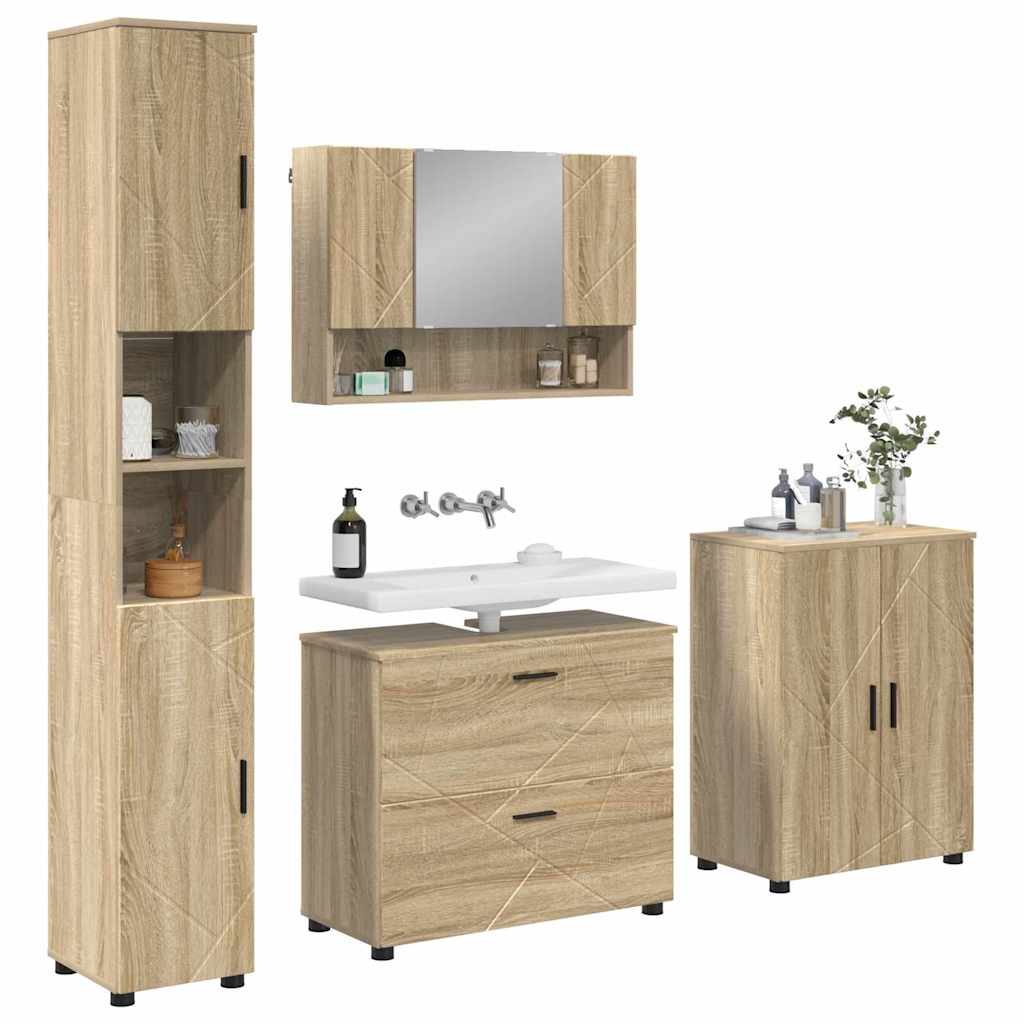 vidaXL Badkamermeubelset met lade 4 pcs Sonoma eiken 30 x 35 x 192 cm
