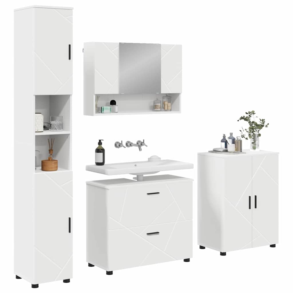 vidaXL Badkamermeubelset 4 pcs Wit 30 x 35 x 192 cm Bewerkt hout