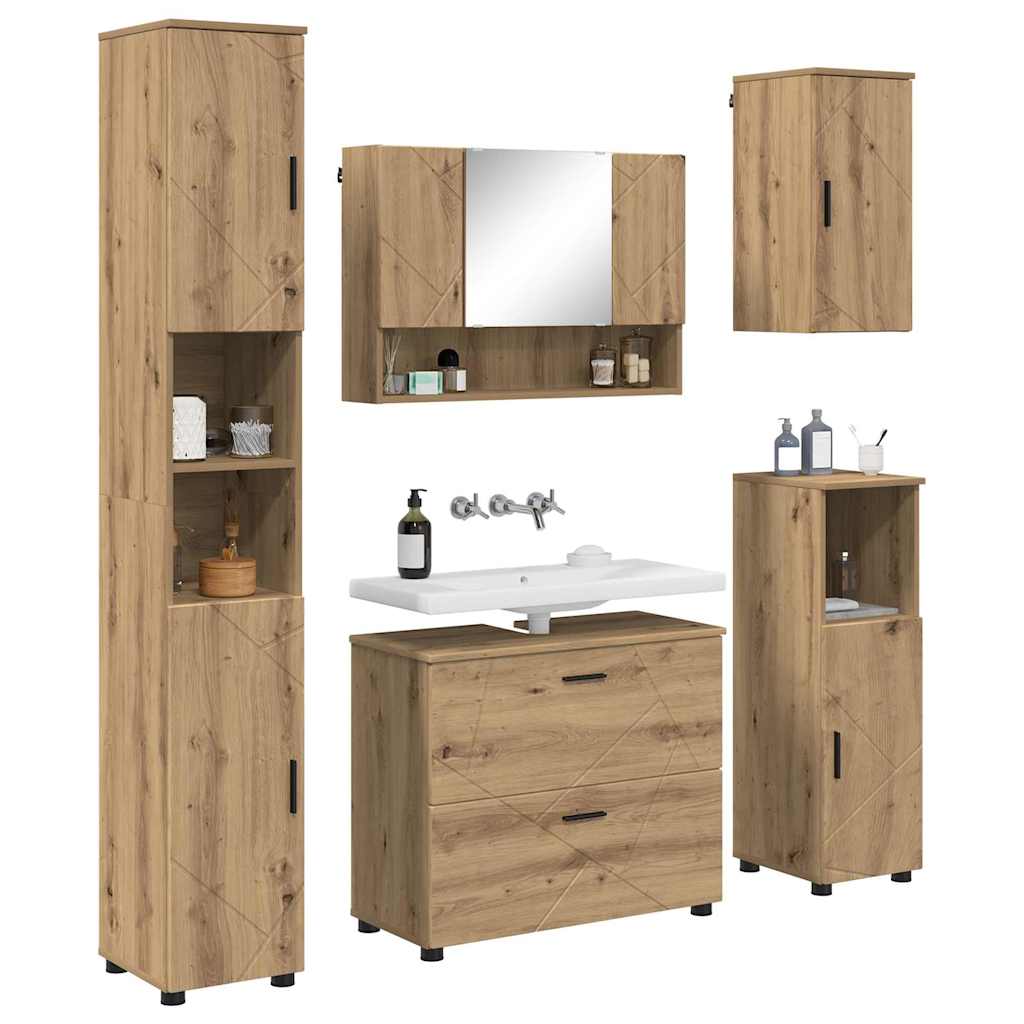 vidaXL Badkamermeubelset met lade 5 pcs artisanaal eikenkleurig