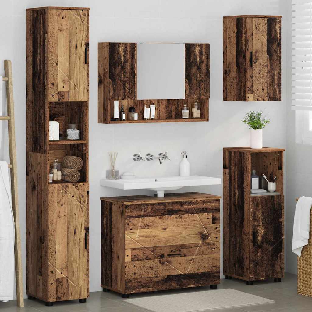 vidaXL Badkamermeubelset 5 pcs Oud hout 30 x 35 x 192 cm Bewerkt hout