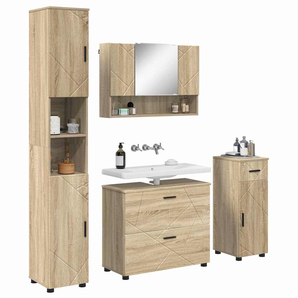 vidaXL Badkamermeubelset met lade 5 pcs Sonoma eiken 30 x 35 x 192 cm
