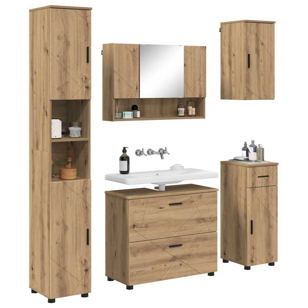 vidaXL Badkamermeubelset met lade 5 pcs artisanaal eikenkleurig