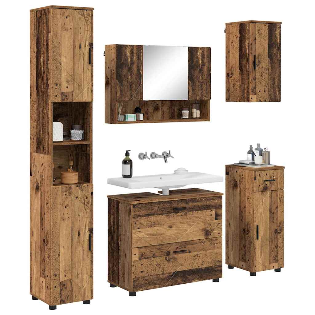 vidaXL Badkamermeubelset 5 pcs Oud hout 30 x 35 x 192 cm Bewerkt hout