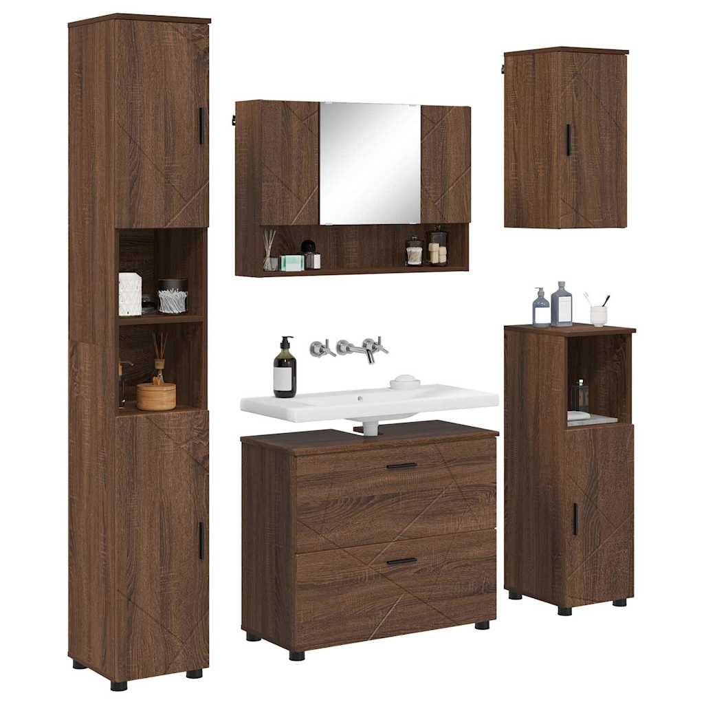 vidaXL Badkamermeubelset 5 pcs bruin eikenkleur 30 x 35 x 192 cm