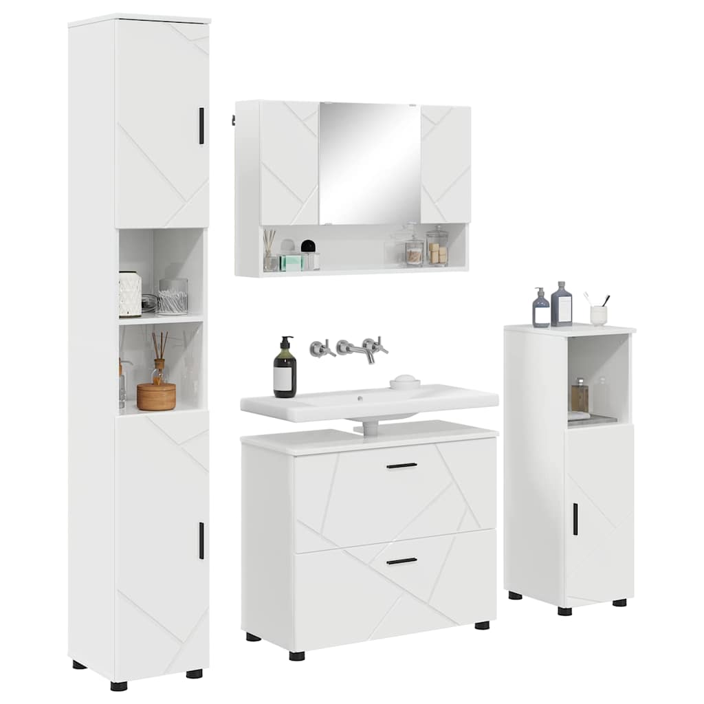 vidaXL Badkamermeubelset met lade 4 pcs Hoogglans wit 30 x 35 x 192 cm