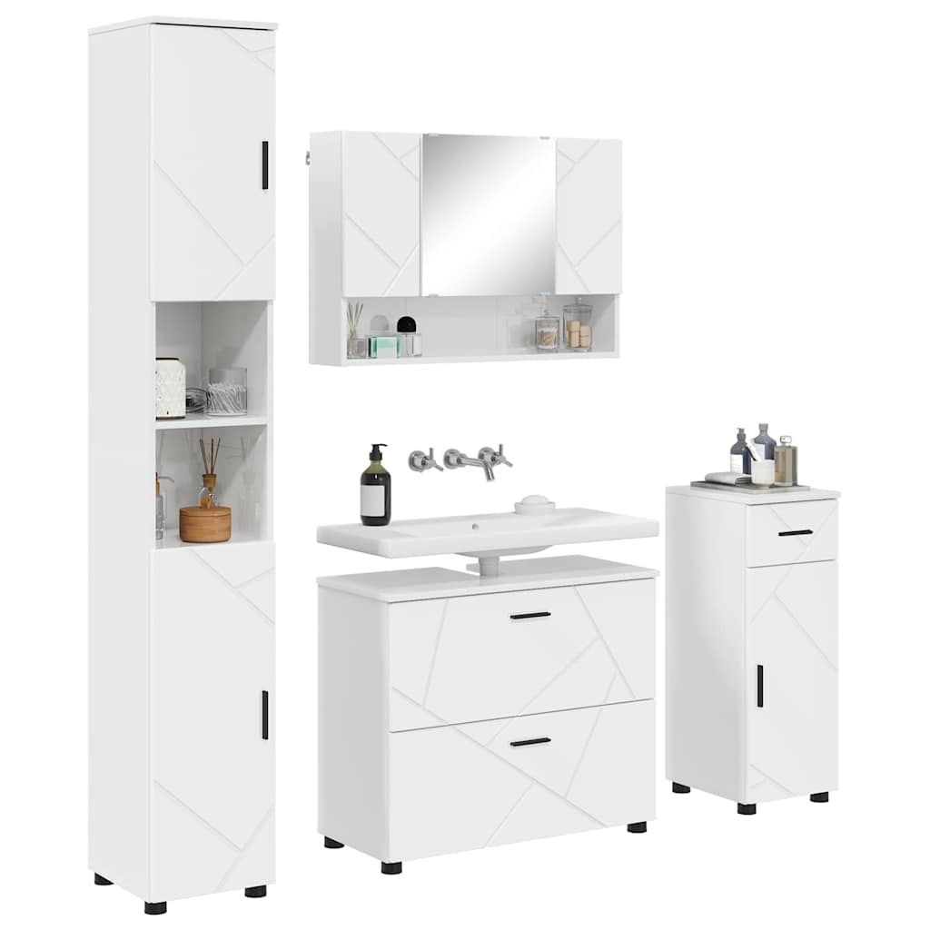 vidaXL Badkamermeubelset met lade 4 pcs Hoogglans wit 30 x 35 x 192 cm