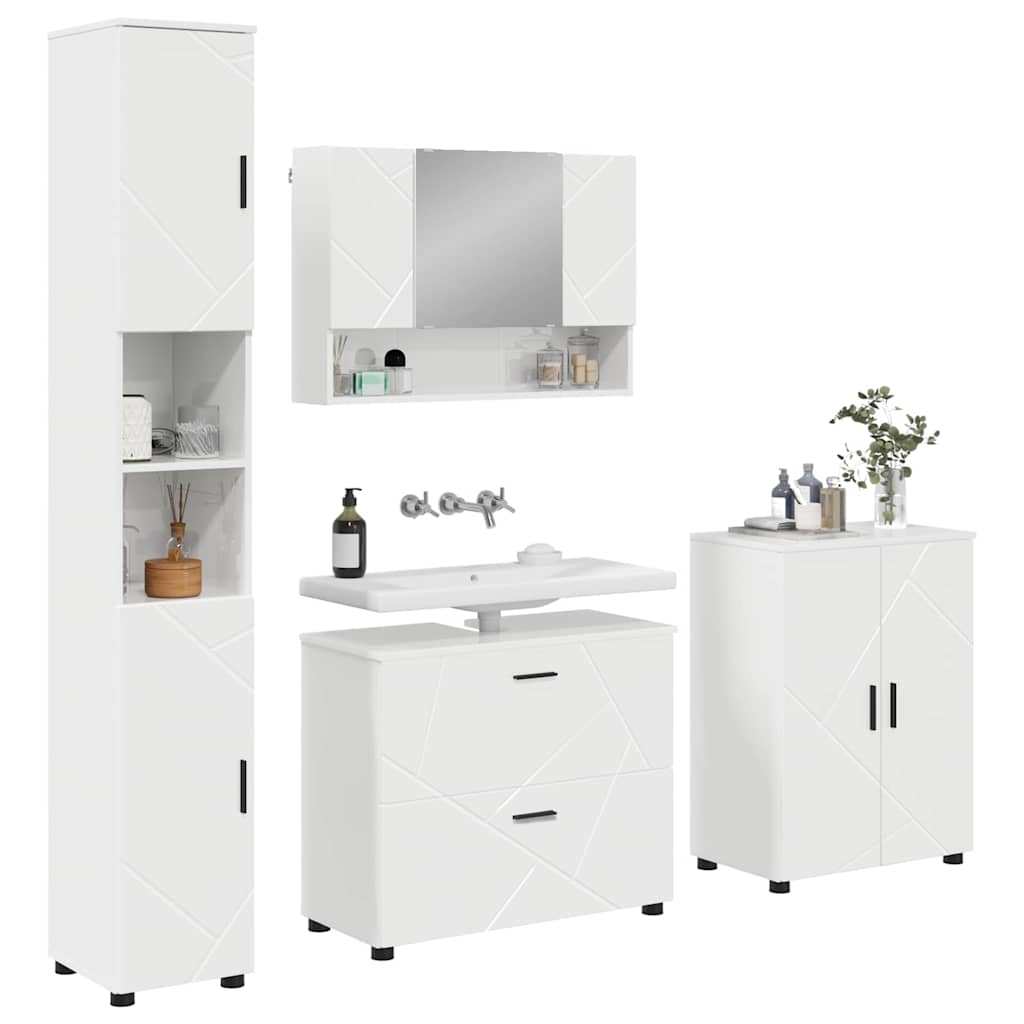 vidaXL Badkamermeubelset met lade 4 pcs Hoogglans wit 30 x 35 x 192 cm