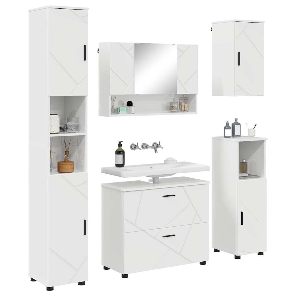 vidaXL Badkamermeubelset met lade 5 pcs Hoogglans wit 30 x 35 x 192 cm