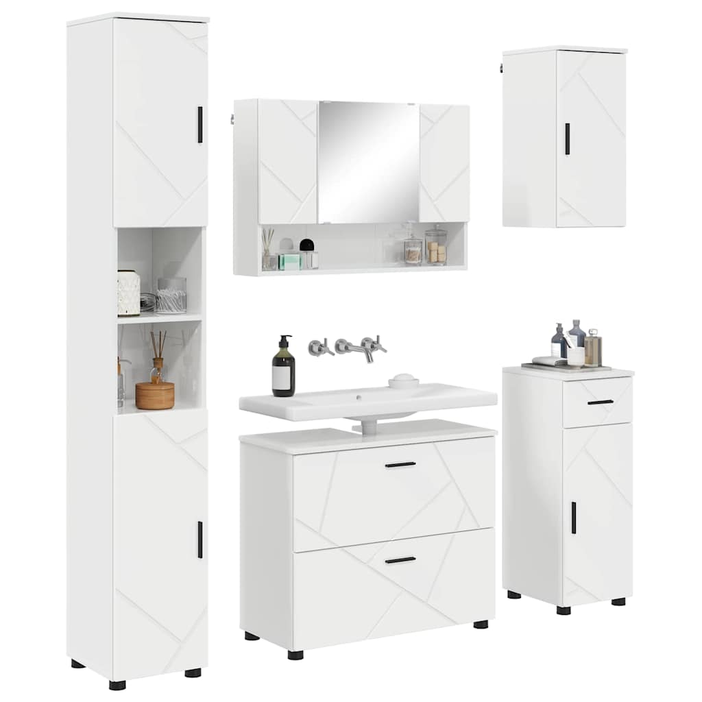 vidaXL Badkamermeubelset met lade 5 pcs Hoogglans wit 30 x 35 x 192 cm