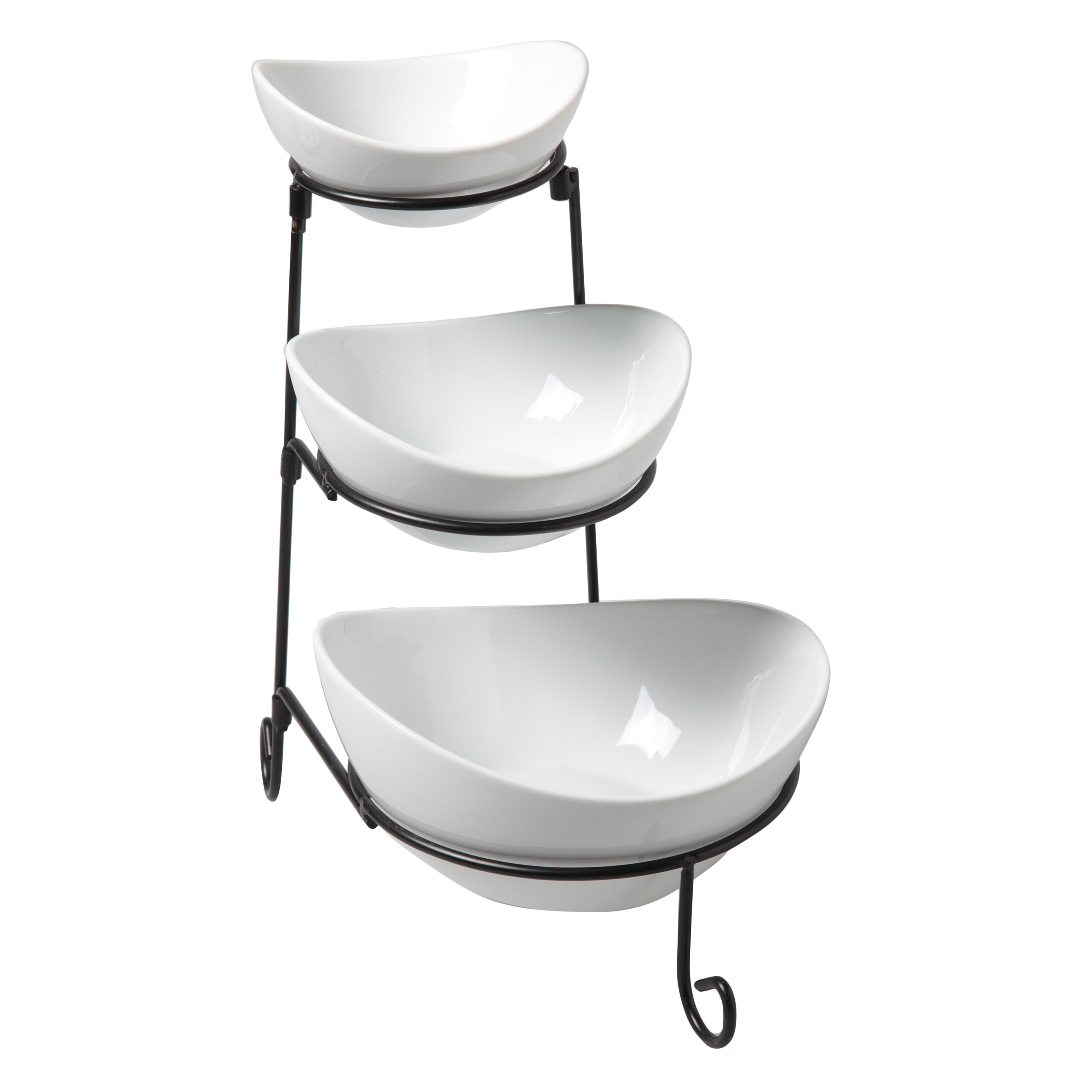 Cosy & Trendy Buffet etagere met 3 schalen - wit - porselein - 20 x 33 cm -
