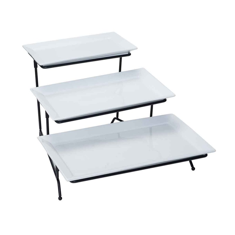 Merkloos Set van 2x stuks buffet etagere met 3 borden per etagiere -