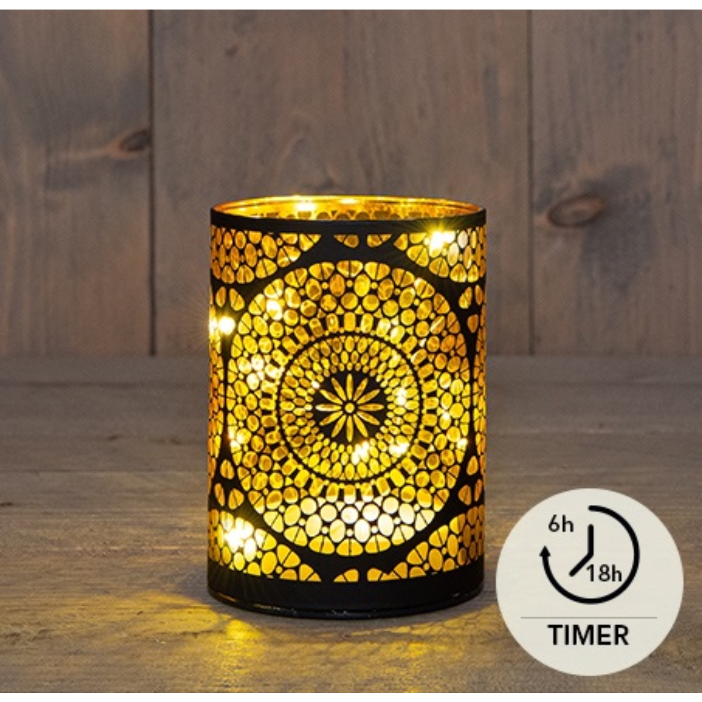 Anna's Collection LED Cylinder glas marrakech 9xH12cm