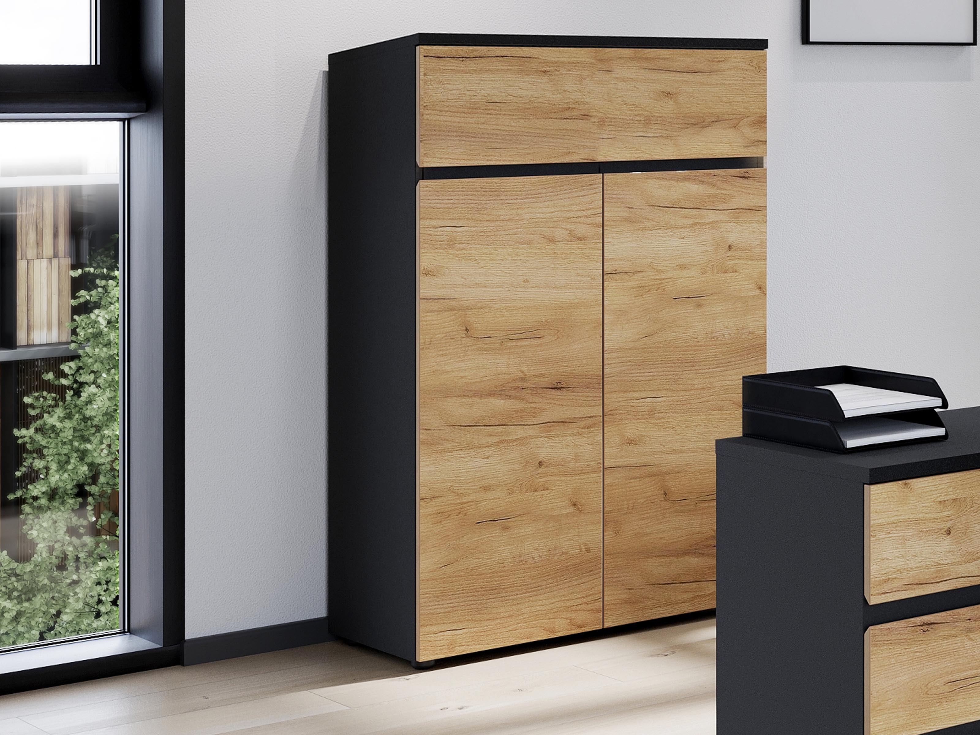 Mobistoxx Commode LISSAO 2 deuren 1 lade navarra eik/grafiet