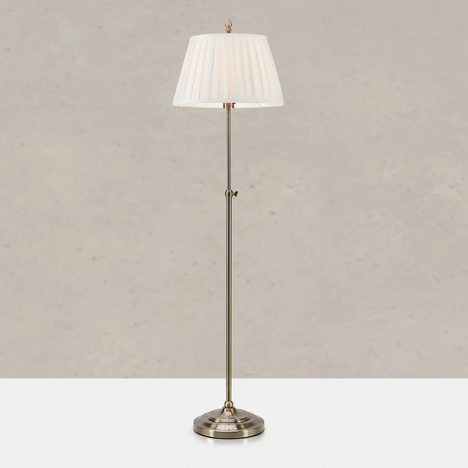 Markslöjd Vloerlamp Oxford, messingkleurig, hoogte 155 cm, metaal/stof