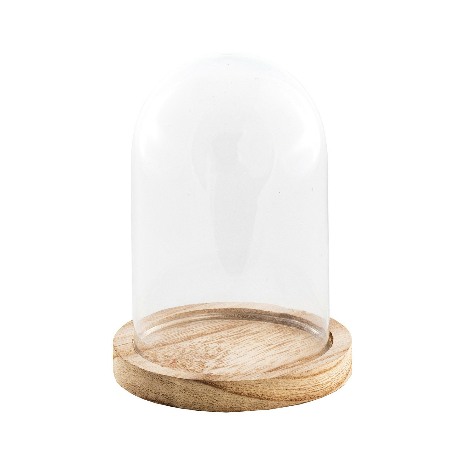 Chaks Decoratie stolp - glas - houten plateau - D10 x H13,5 cm -