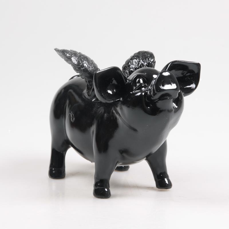 Stoobz Design Stoobz Spaarvarken met vleugels zwart