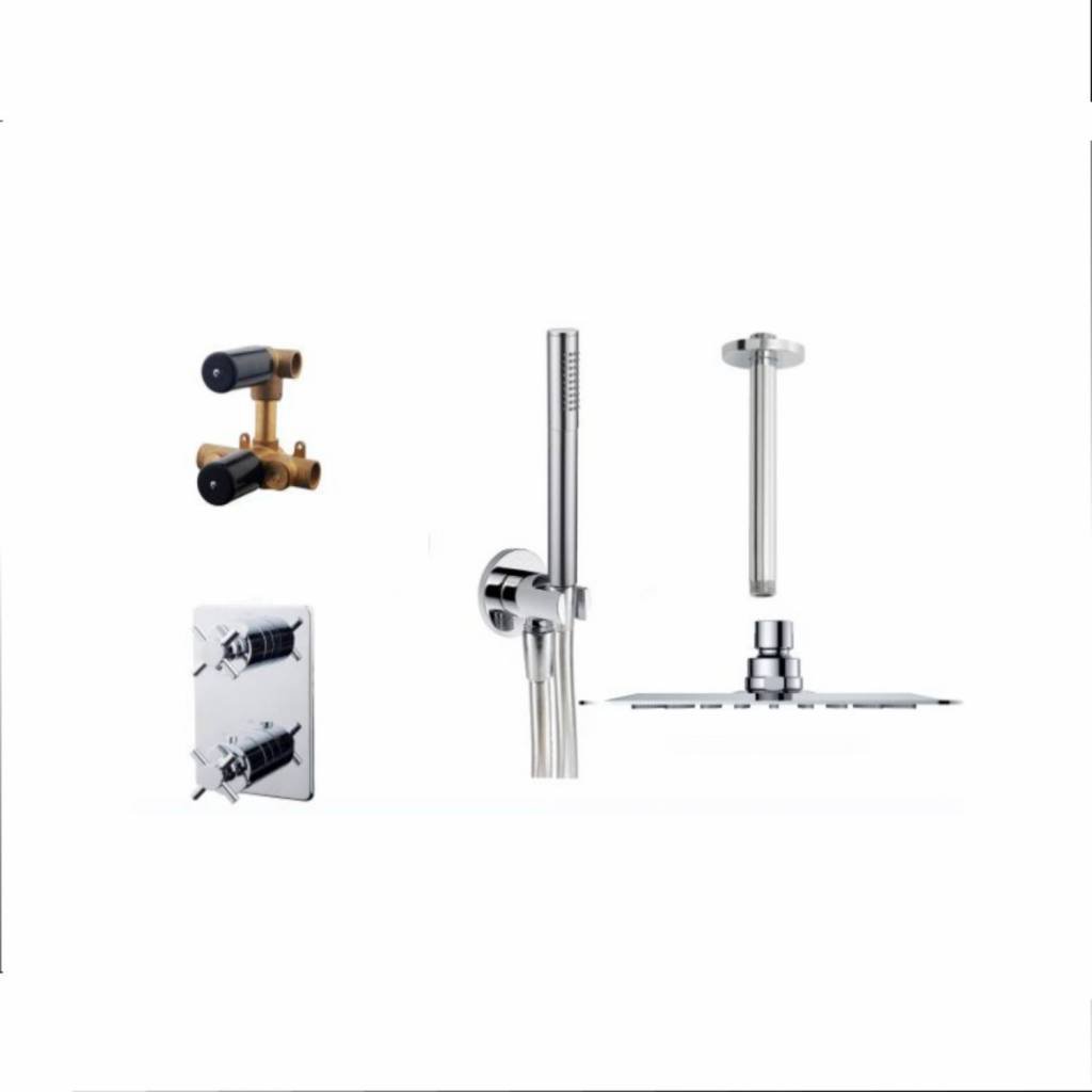 Aqua Splash Thermostatische Inbouw Regendoucheset Chroom 20 cm 