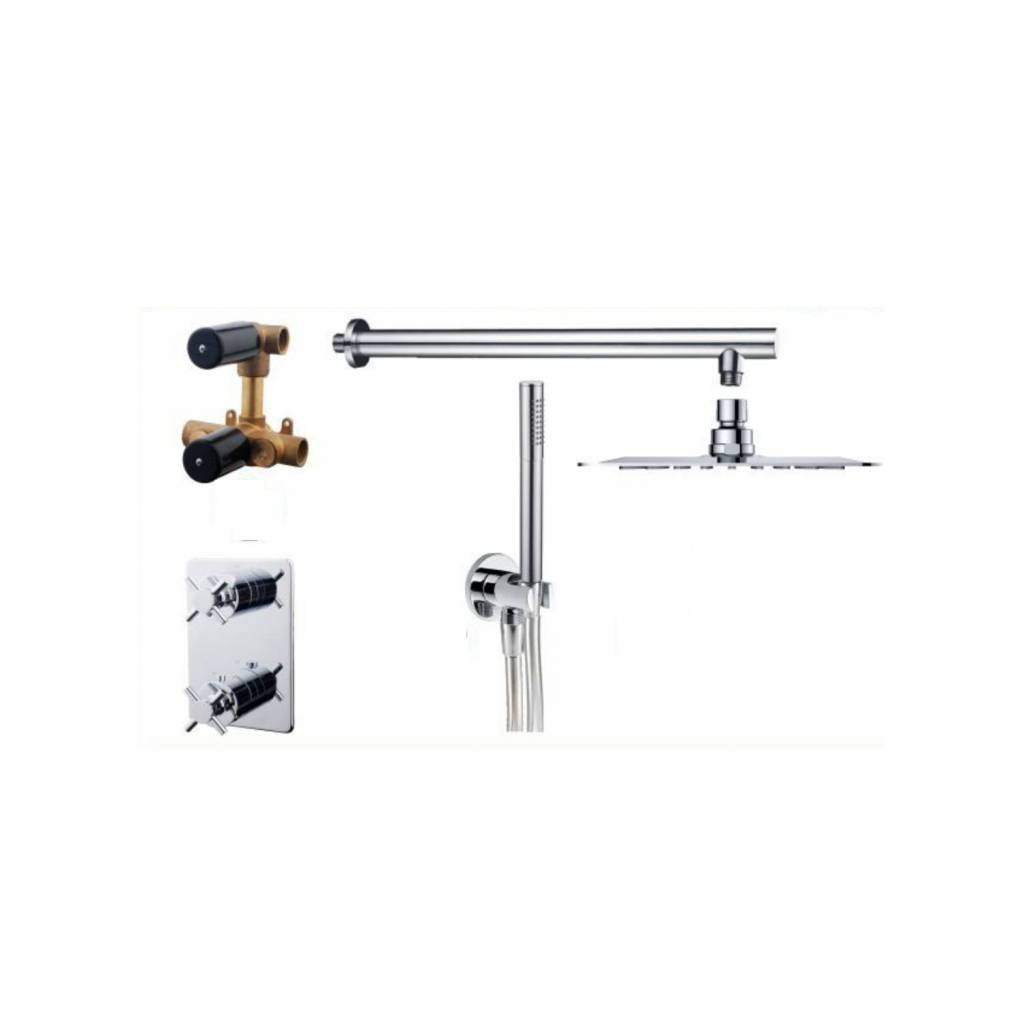 Aqua Splash Thermostatische Inbouw Regendoucheset Chroom 20 cm 