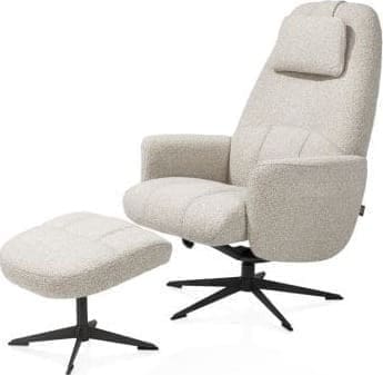 Torino relaxfauteuil incl. poef - grafiet frame - stof Cloudy - beige