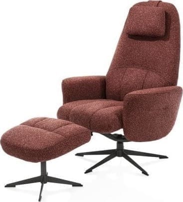 Torino relaxfauteuil incl. poef - grafiet frame - stof Cloudy - koper