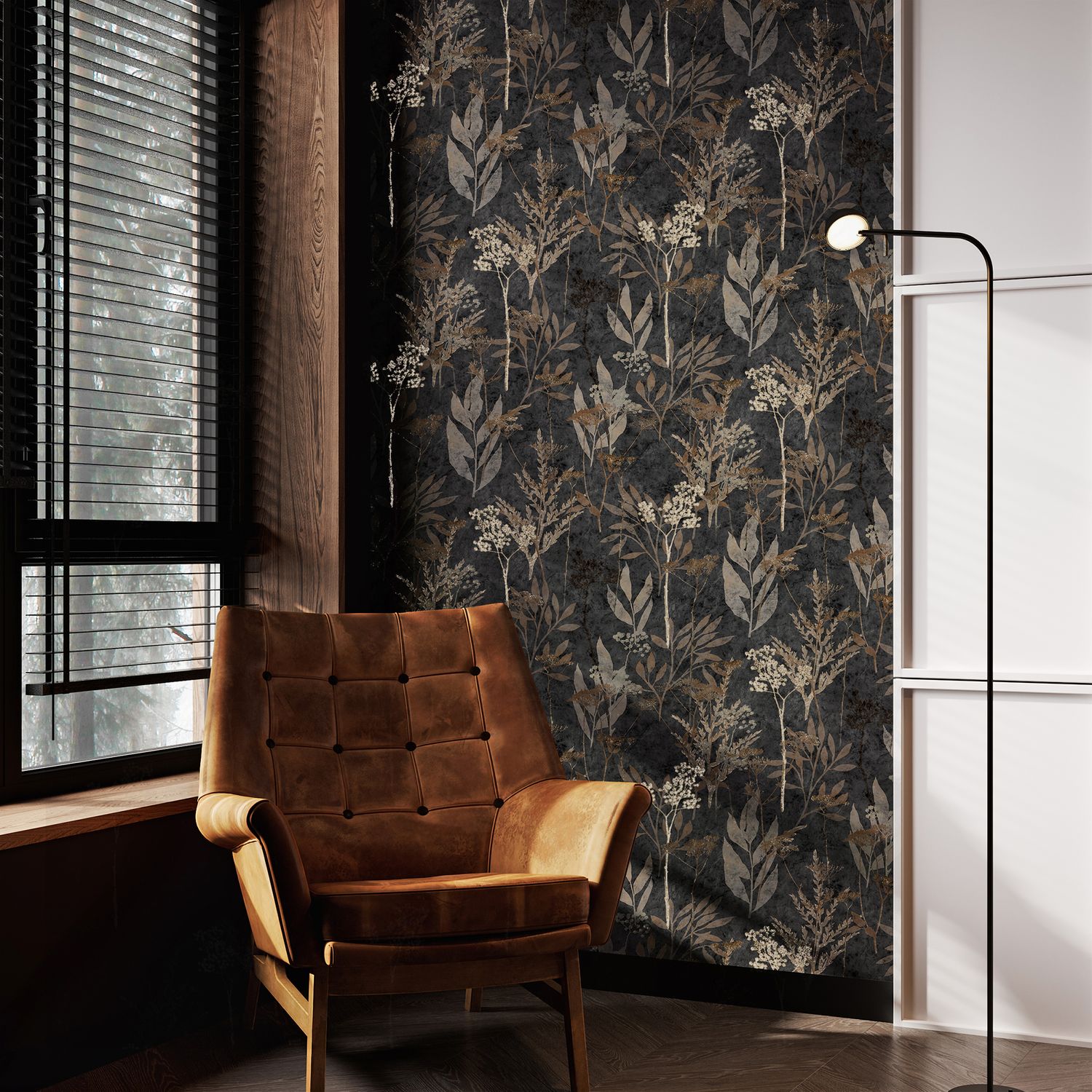 Praxis Vliesbehang Heracleum - Antraciet - Zilver - 10,05 M X 52 Cm