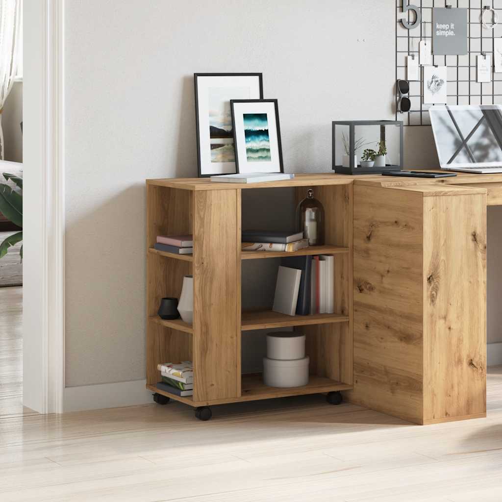 vidaXL Rolkast 60x35x75 cm bewerkt hout artisanaal eikenkleurig