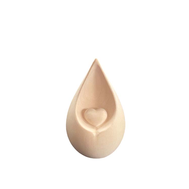 Urnwebshop Mini Traan Urn met Hartje, Esdoornhout (0.005 liter)