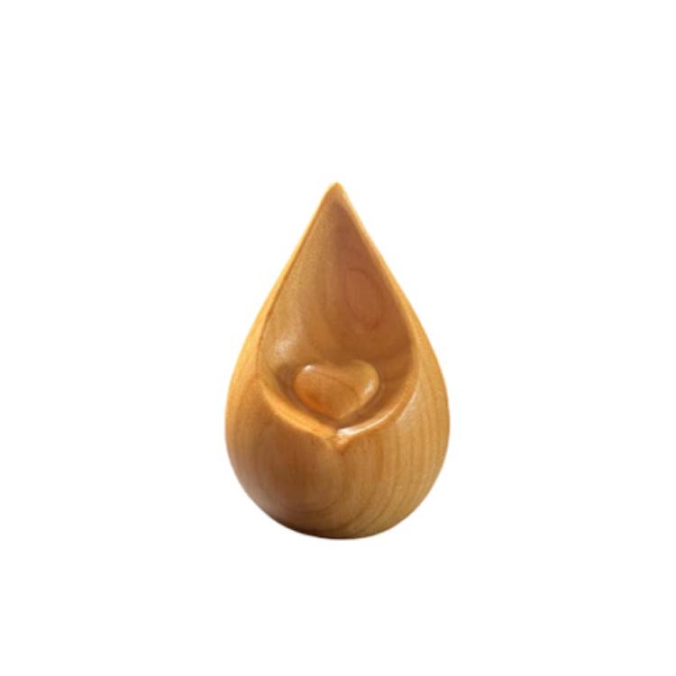Urnwebshop Mini Traan Urn met Hartje, Kersenhout (0.005 liter)