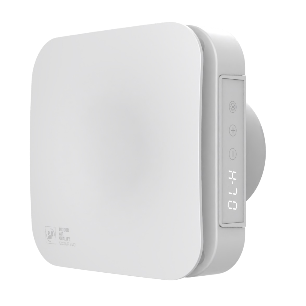 Soler & Palau Badkamer/toilet Ventilator  Ecoair Evo Ht - Ø 100mm - Met Nalooptimer & Vochtsensor - 100 M3/h