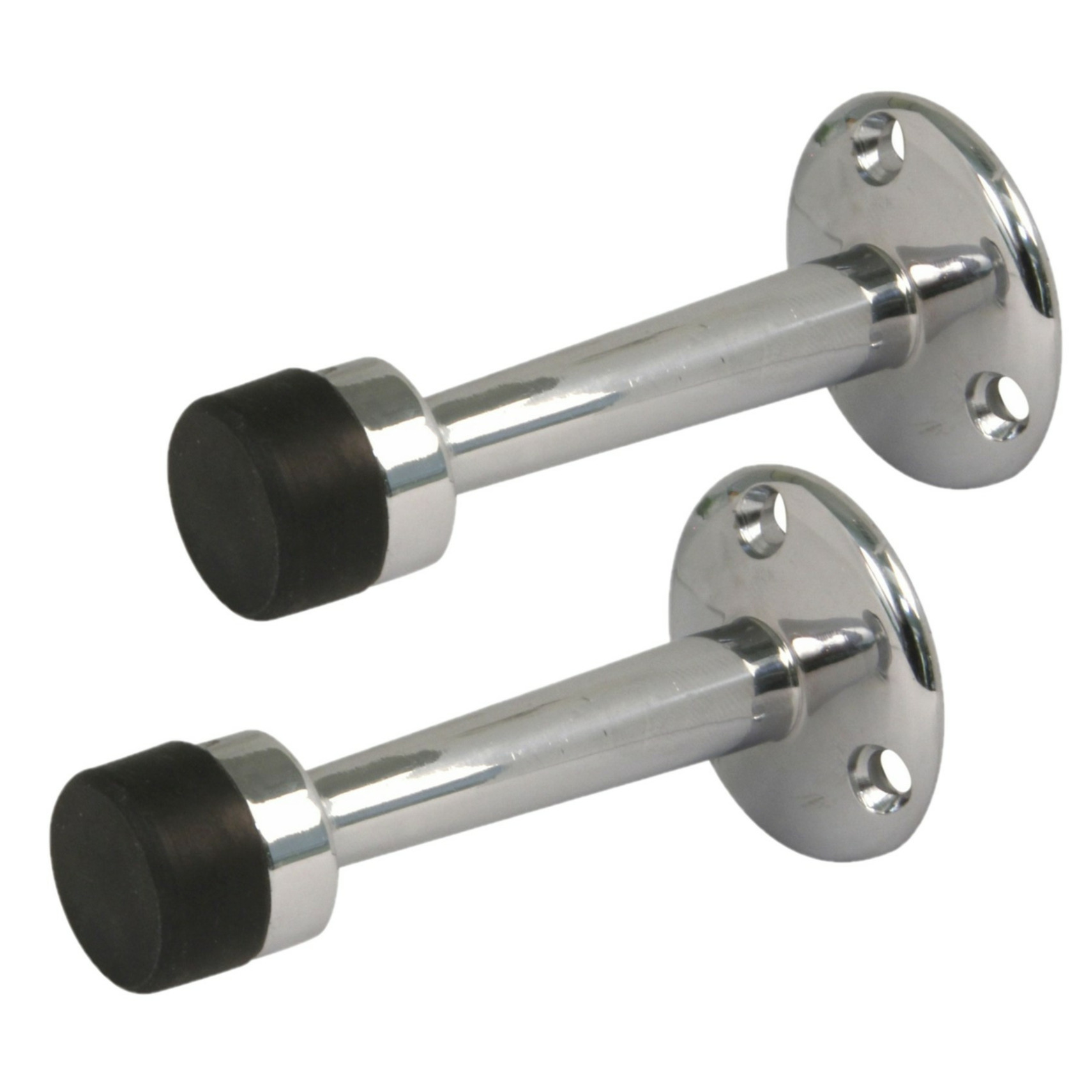AMIG Deurstopper/deurbuffer - 2x - 75mm - muurbevestiging - verchroomd messing -