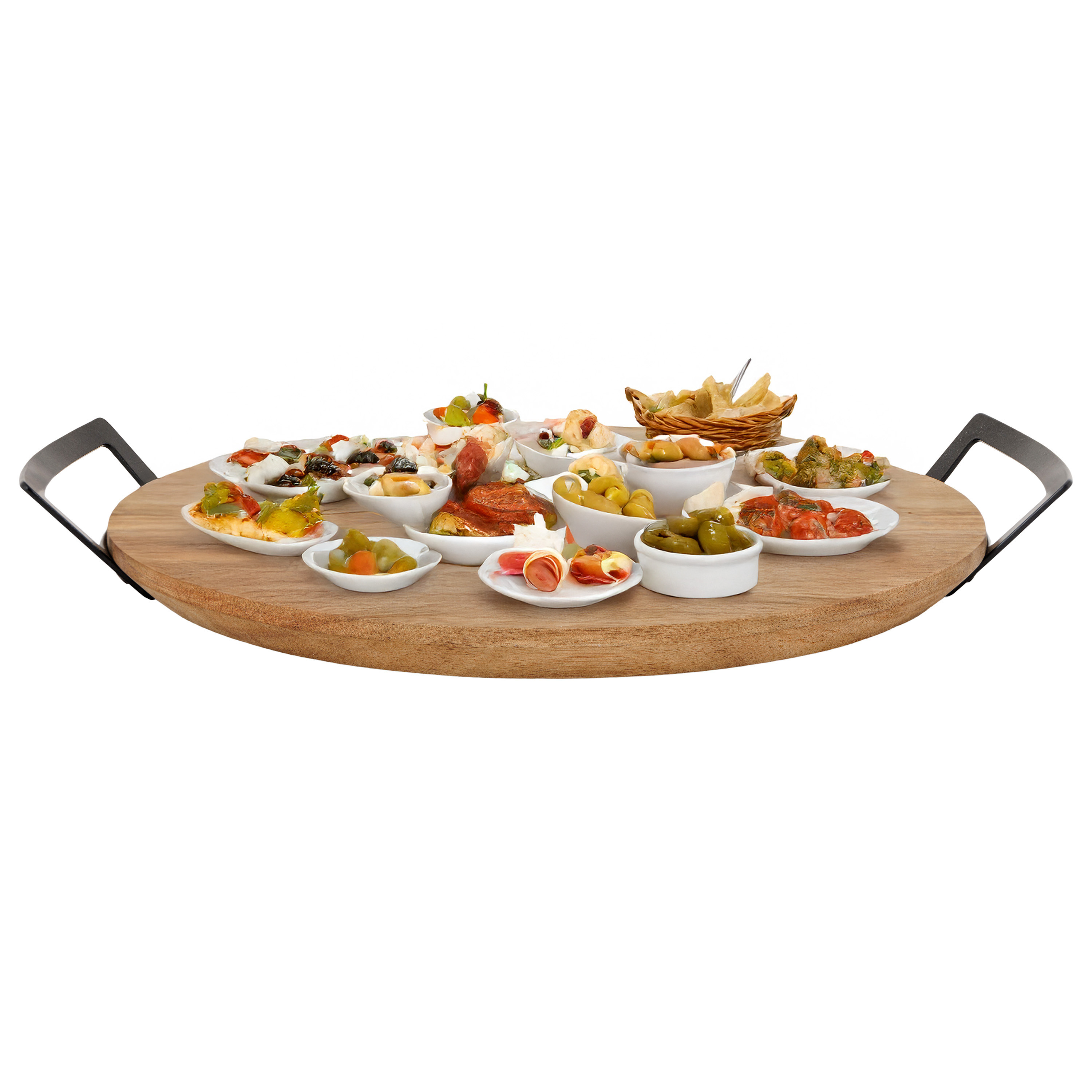Cosy & Trendy Serveerplank - acacia hout - rond - handvaten - D30 - borrelplank/kaasplank -