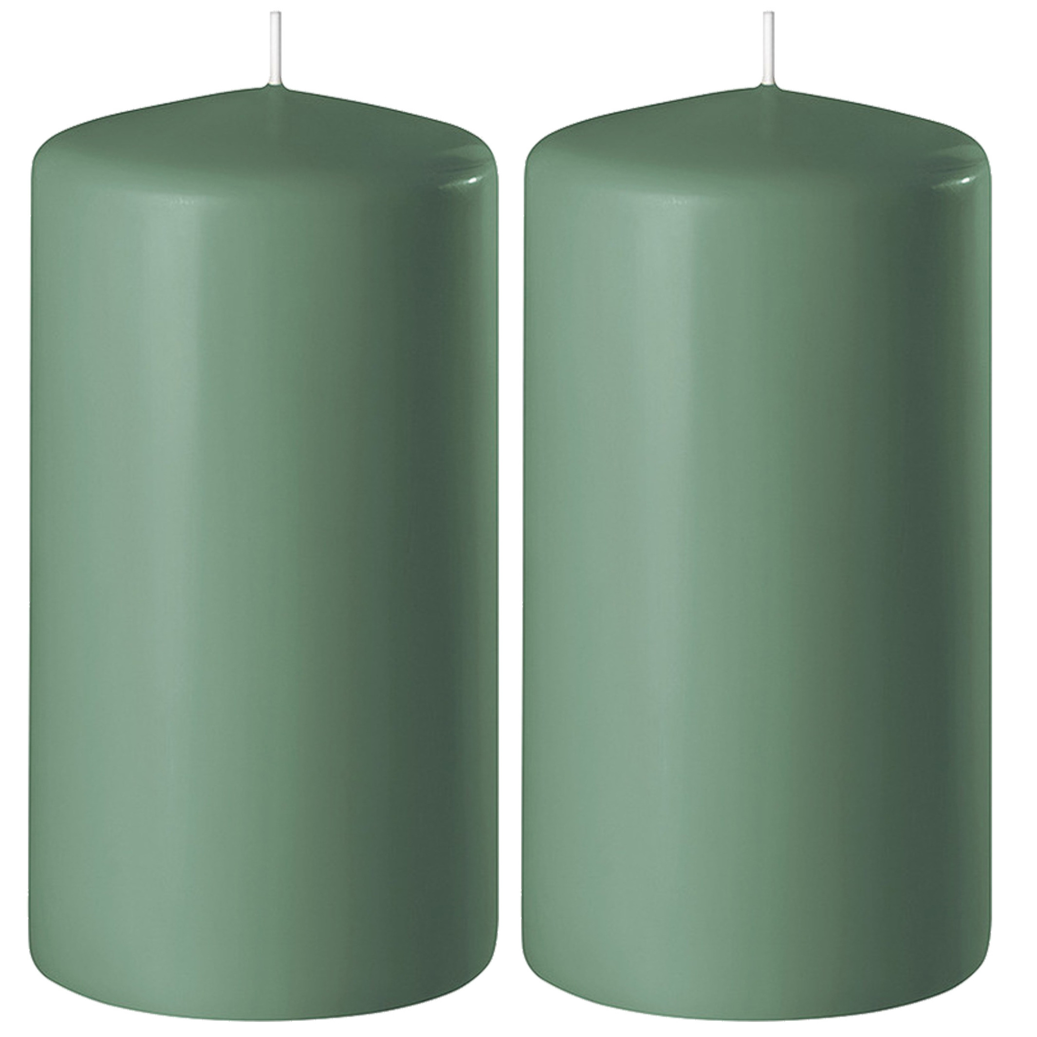 Enlightening Candles Cilinder/stompkaars - 2x - groen - D8 x H12 cm - 45 branduur -